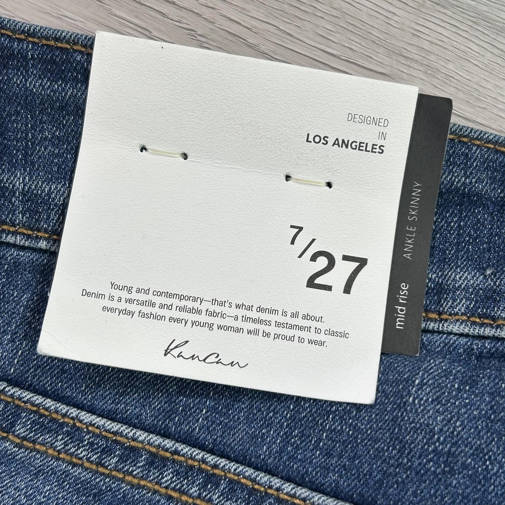 KanCan Jeans Womens‎ 7 27 Distressed Leopard Patch Ankle Skinny Mid Rise Stretch - Picture 5 of 14